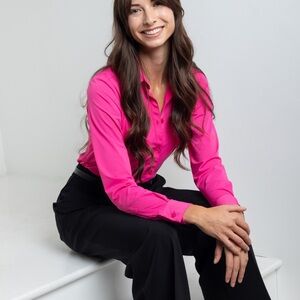 Ameliora Boyfriend Button hot pink Up Shirt wrinkle free NWT $140